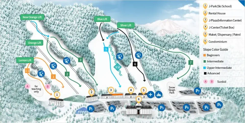 韓國-芝山度假村滑雪場-滑雪道
