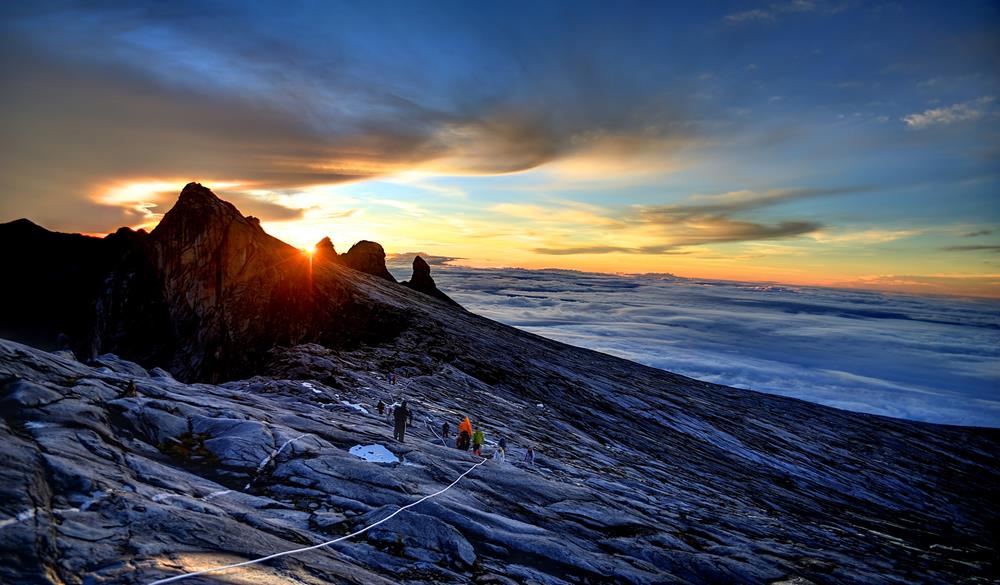 Mount Kinabalu, near Low's Peak, about 3900m. This is sunrise.