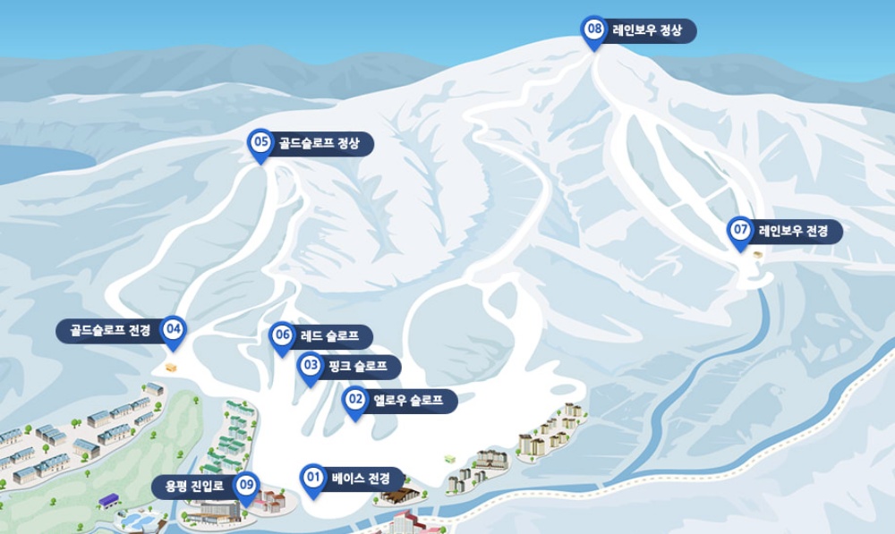 韓國-龍平滑雪度假村-滑雪道