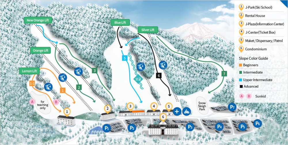 韓國-芝山度假村滑雪場-滑雪道